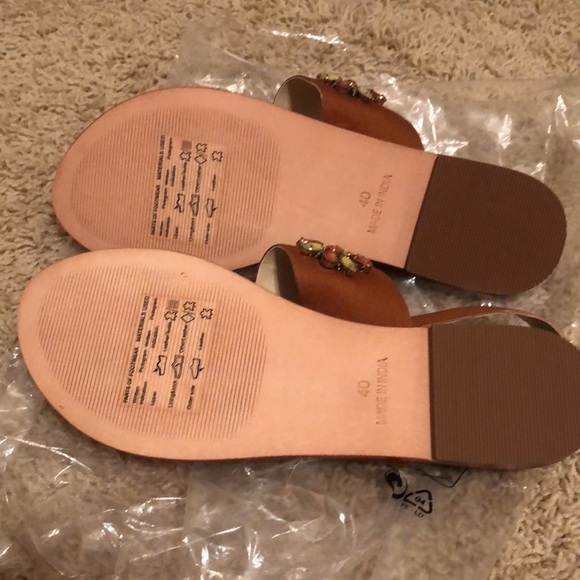 Anthropologie embellished jewel leather and fur sandal- NEW Sz 9 - Picture 4 of 5